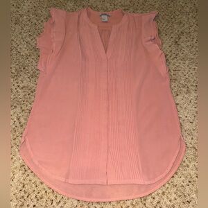 H&M sleeveless ruffled button-up blouse in pastel pink